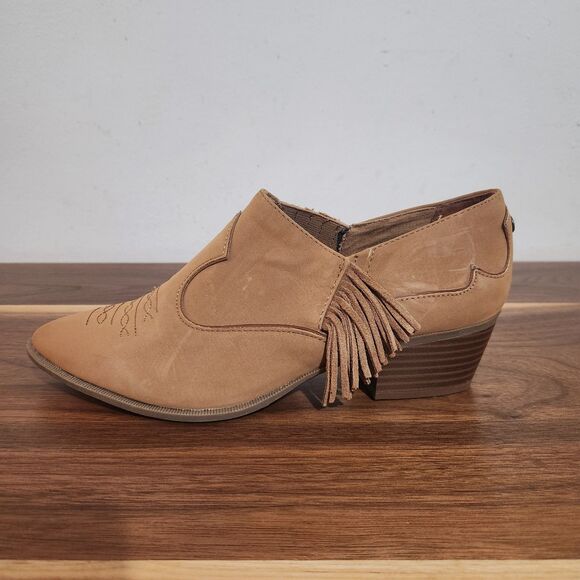 Sam Edelman Circus Hermosa Fringe Brown Ankle Boots Bootie 8.5 Western Saddle - Picture 2 of 11